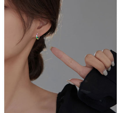 Earring Sterling Glaze Hoop Silver