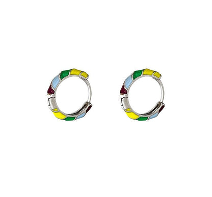 Earring Sterling Glaze Hoop Silver