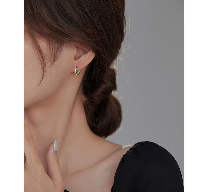 Earring Sterling Glaze Hoop Silver