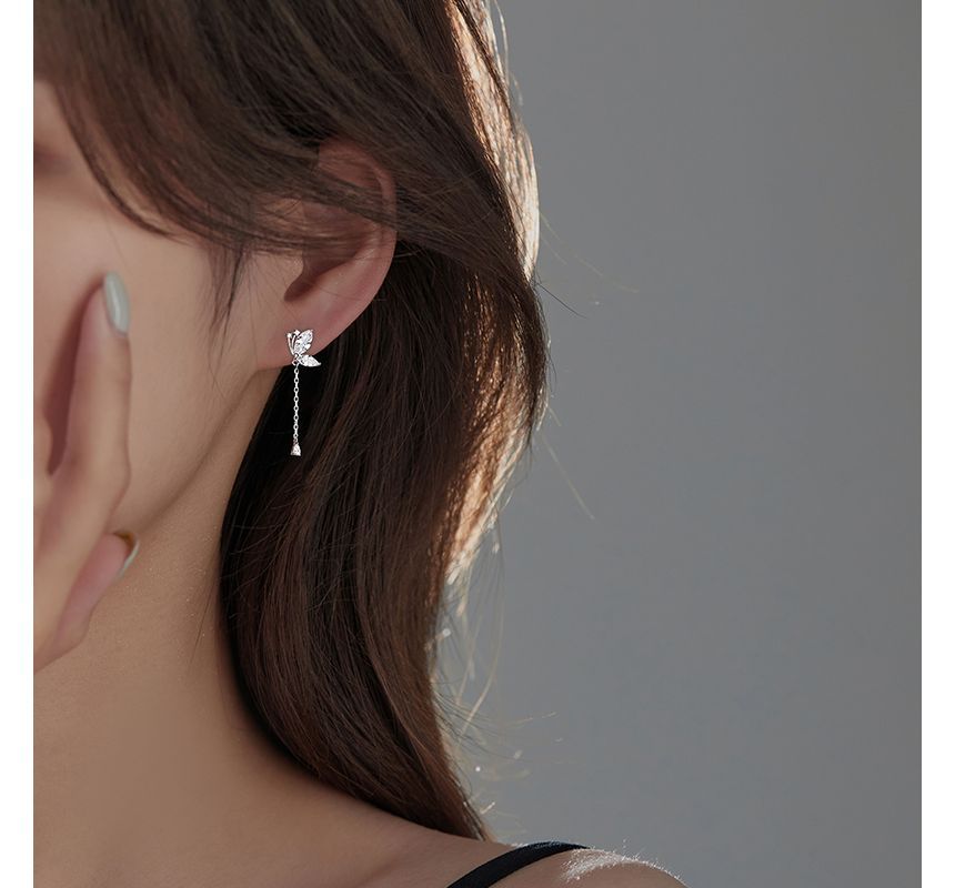 Earring Dangle Silver Butterfly Sterling