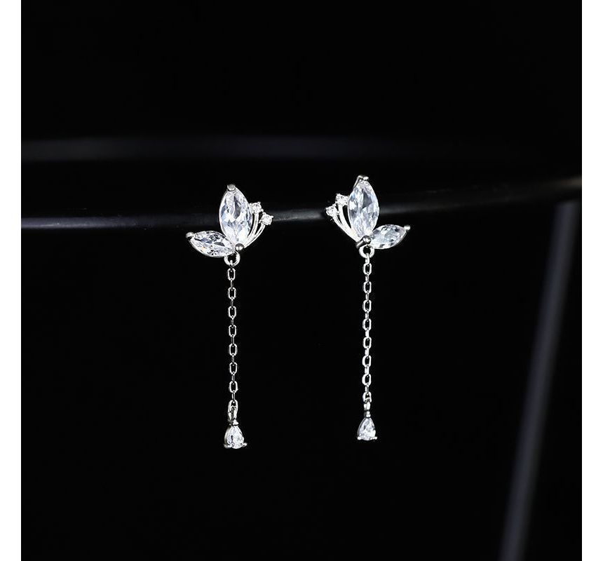 Earring Dangle Silver Butterfly Sterling