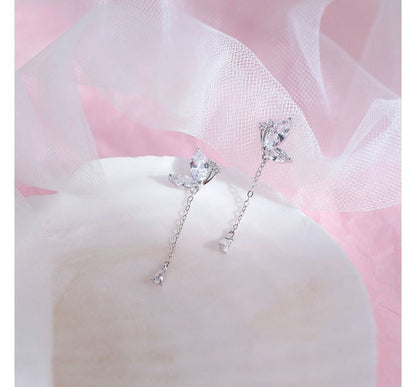 Earring Dangle Silver Butterfly Sterling