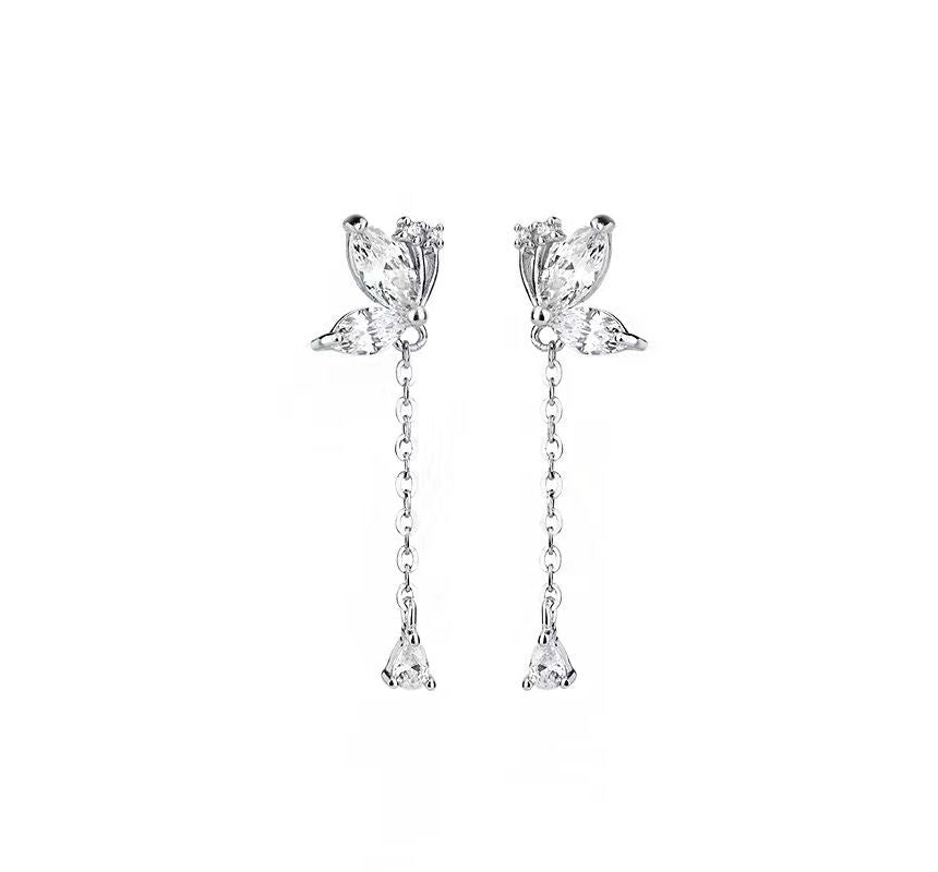 Earring Dangle Silver Butterfly Sterling
