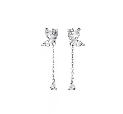 Earring Dangle Silver Butterfly Sterling