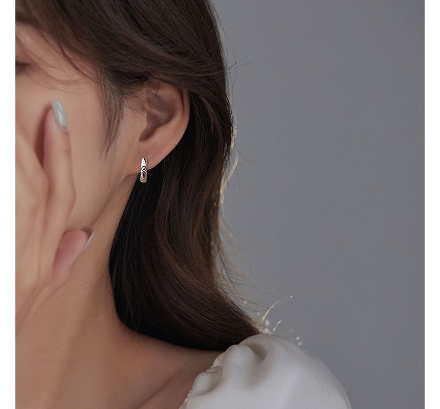 Smiley Sterling Silver Hoop Earring