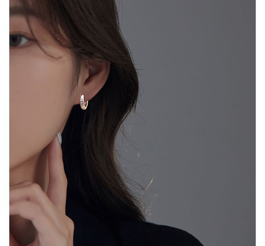 Smiley Sterling Silver Hoop Earring