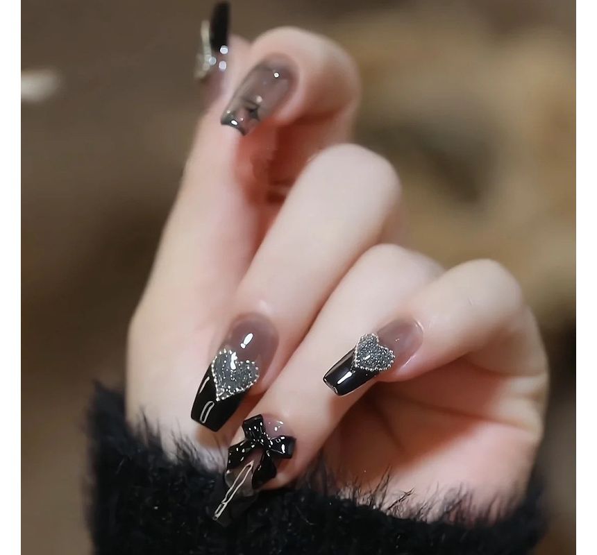 Heart Bow Square Nail Tips ZS1037