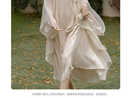 Light Jacket / Sleeveless Midi A-Line Dress / Set