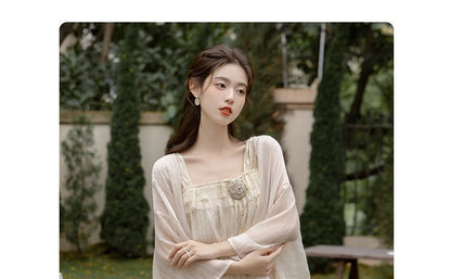 Light Jacket / Sleeveless Midi A-Line Dress / Set