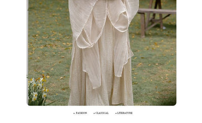 Light Jacket / Sleeveless Midi A-Line Dress / Set