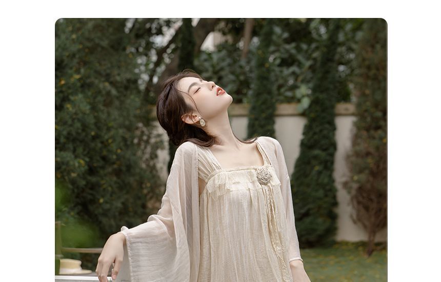 Light Jacket / Sleeveless Midi A-Line Dress / Set