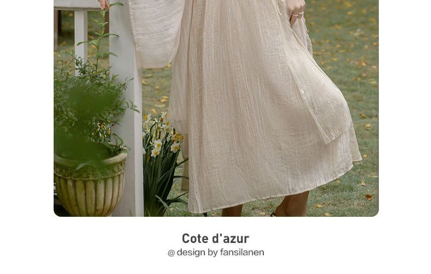 Light Jacket / Sleeveless Midi A-Line Dress / Set