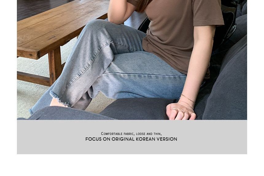 Short-Sleeve V-Neck Plain T-Shirt