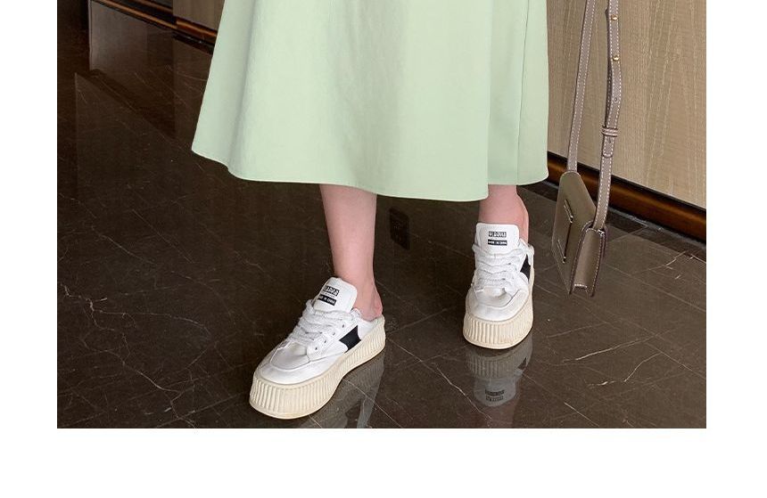 High Waist Plain Midi A-Line Skirt