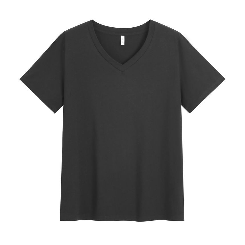 Short-Sleeve V-Neck Plain Tee