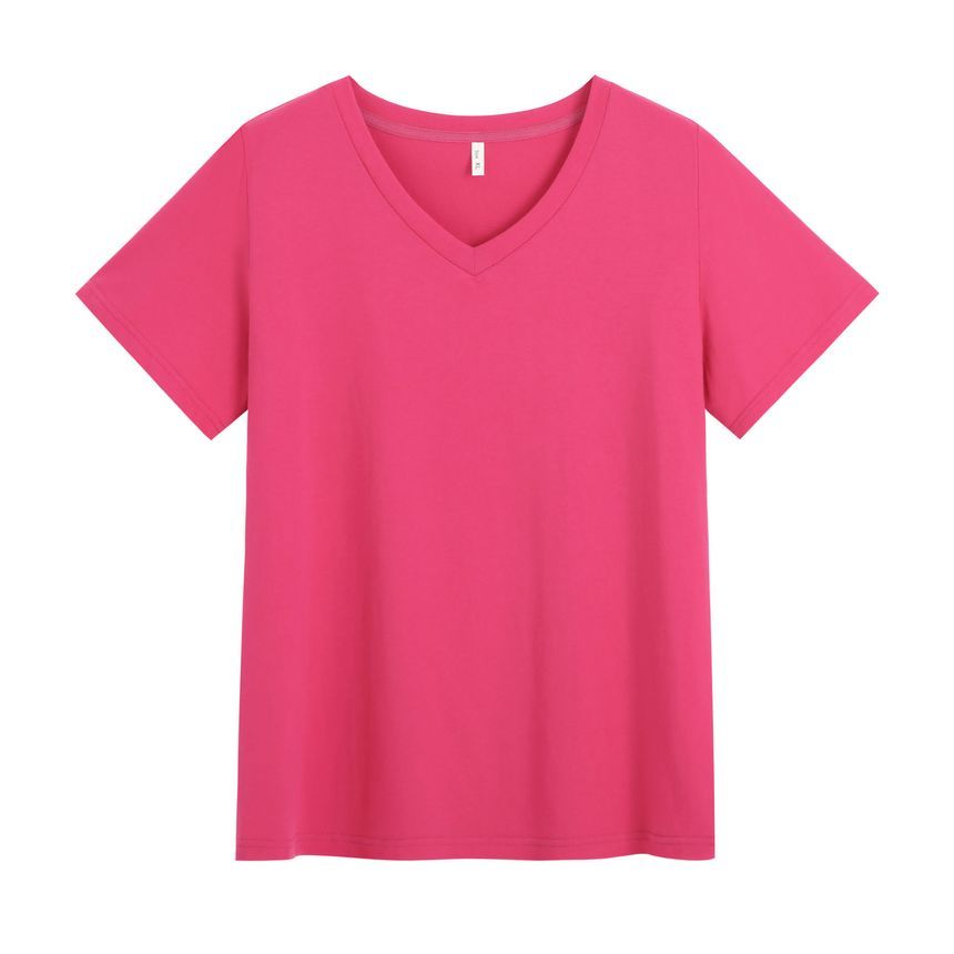 Short-Sleeve V-Neck Plain Tee