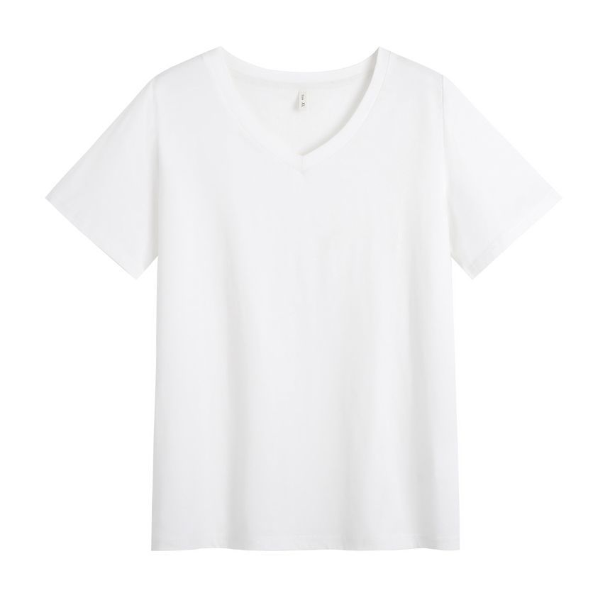 Short-Sleeve V-Neck Plain Tee