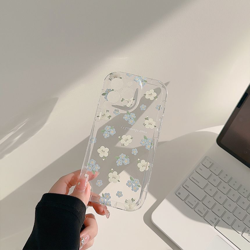 Phone Strap Case Transparent Floral