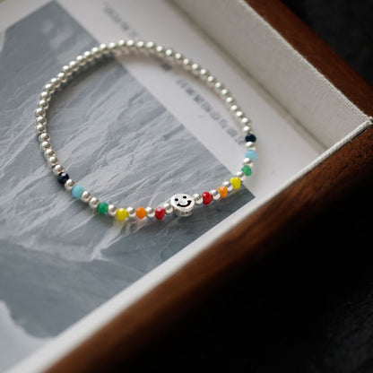 Face Rainbow Bracelet Smiley Silver Sterling