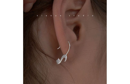 Earring Silver Cat Sterling