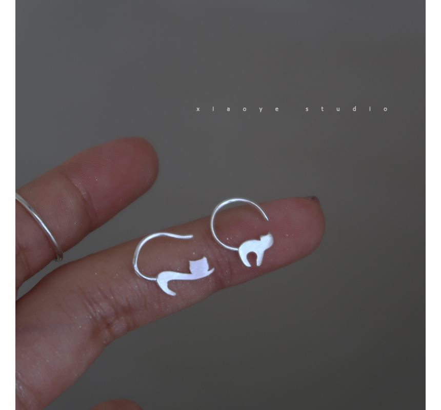 Earring Silver Cat Sterling