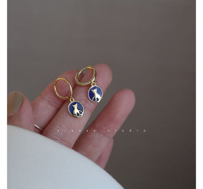 Earring Dangle Silver Cat Sterling