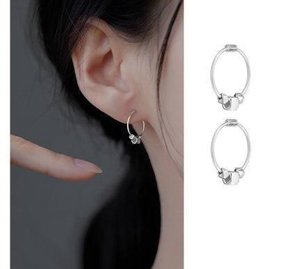 Silver Earring Hoop Sterling Bead