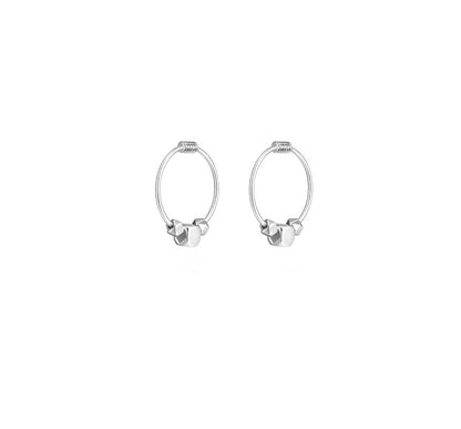 Silver Earring Hoop Sterling Bead