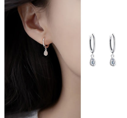 Rhinestone Silver Earring Sterling Dangle Droplet