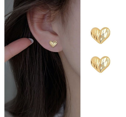 Textured Silver Earring Heart Sterling