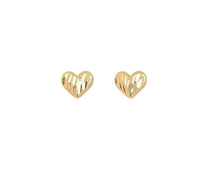 Textured Silver Earring Heart Sterling