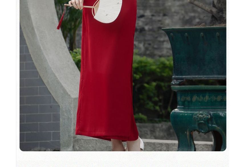 Set: Floral Print Camisole Top + Plain Midi Hanfu Jacket + High Waist Tie-Waist Maxi A-Line Skirt