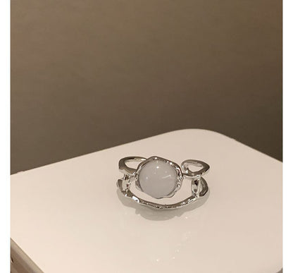 Ring Cross / Set Faux Moonstone Open