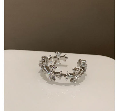 Ring Cross / Set Faux Moonstone Open