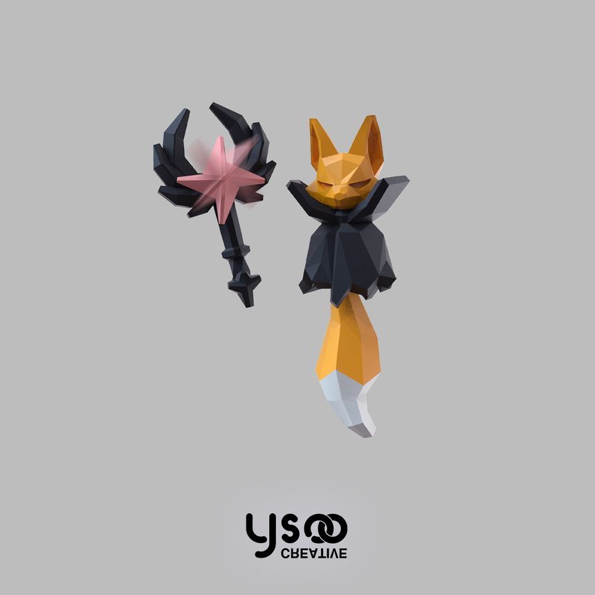 Halloween Magic Fox Staff Earring