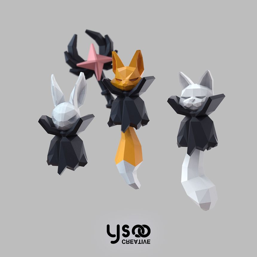 Halloween Magic Fox Staff Earring
