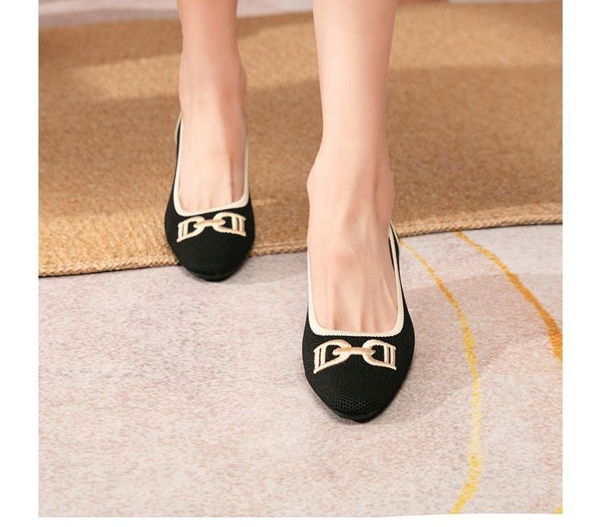 Block Heel Pointy Buckled Pumps