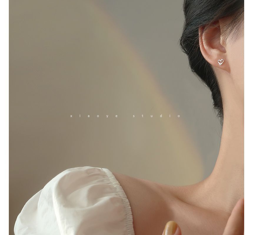 Stud Earring Silver Heart