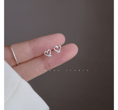 Stud Earring Silver Heart