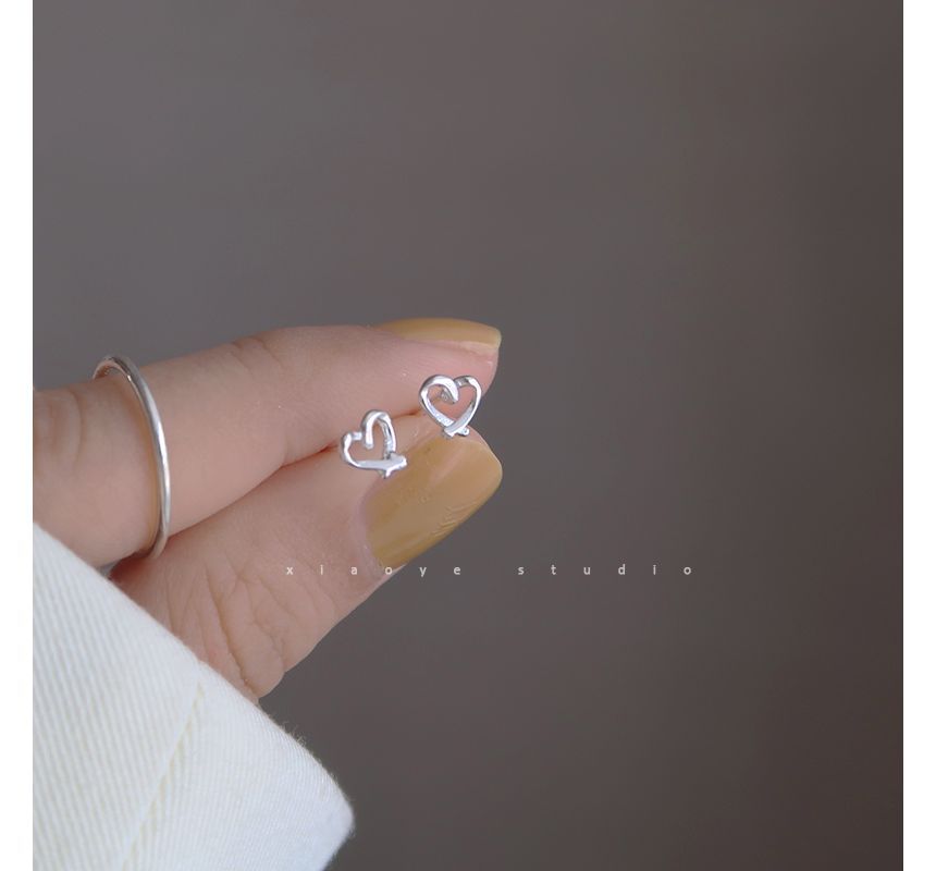 Stud Earring Silver Heart