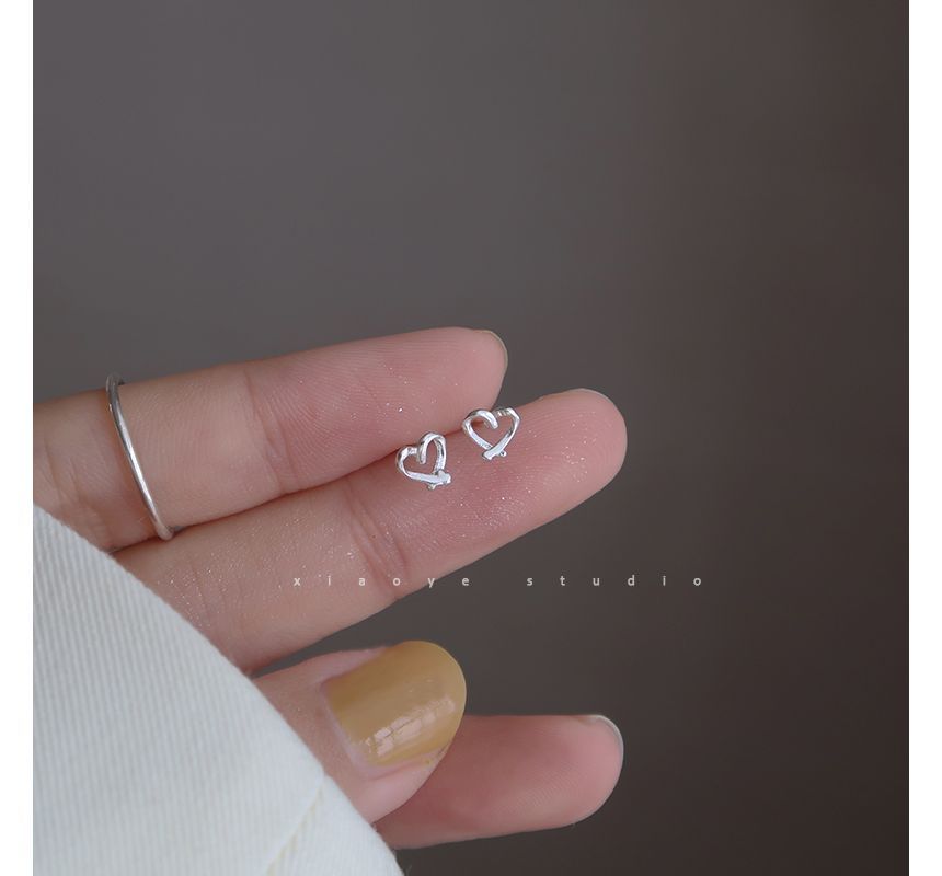 Stud Earring Silver Heart