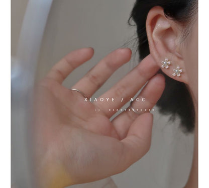 Earring Stud Floral Faux Pearl Alloy