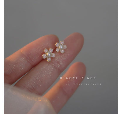 Earring Stud Floral Faux Pearl Alloy