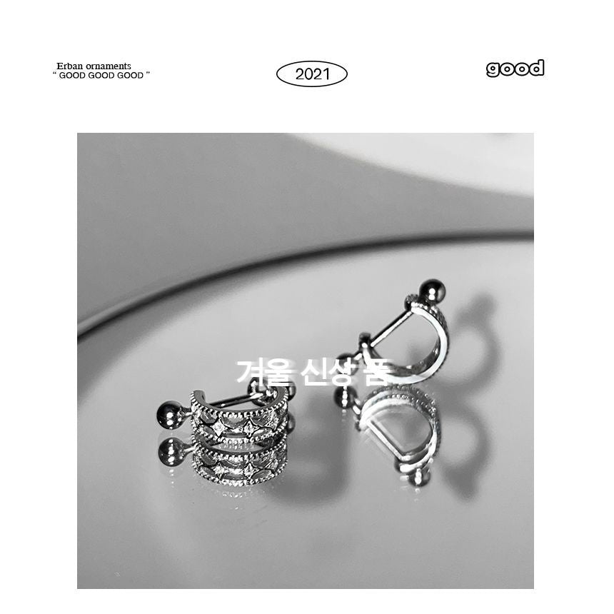 Huggie Sterling Silver Earring Barbell Cutout