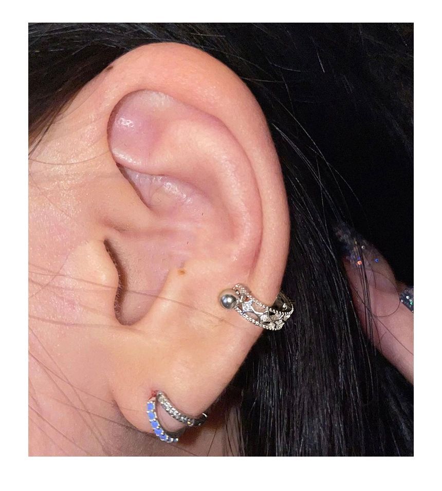 Huggie Sterling Silver Earring Barbell Cutout