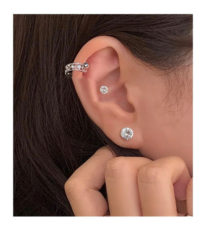 Huggie Sterling Silver Earring Barbell Cutout