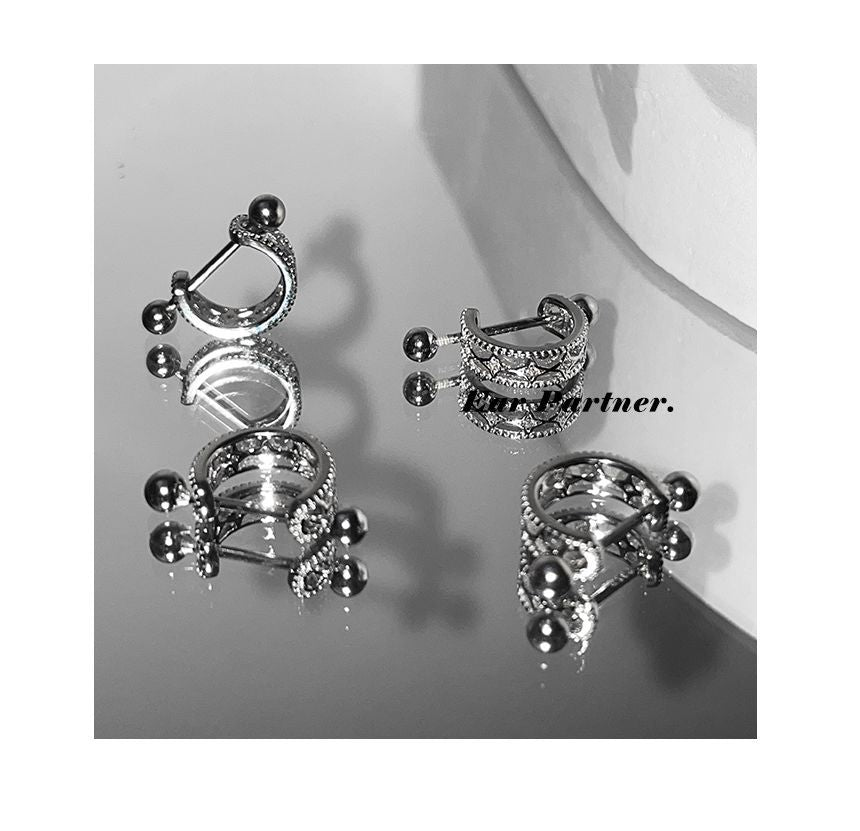 Huggie Sterling Silver Earring Barbell Cutout