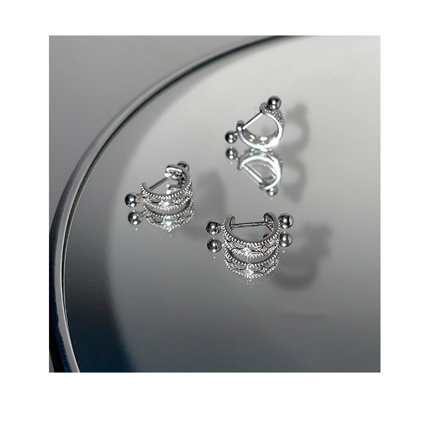 Huggie Sterling Silver Earring Barbell Cutout