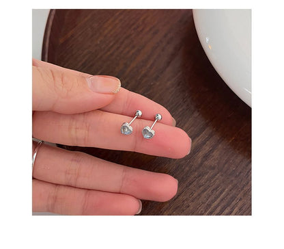 Silver Barbell Earring Heart Moonstone Sterling