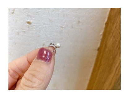 Earring Silver Pearl Sterling Faux Huggie